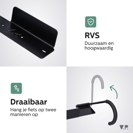 QWORK® fietswandhouder, verticale fietshouder tot 30 kg, ruimtebesparende fietshaak met bevestigingsmateriaal voor racefietsen of mountainbikes