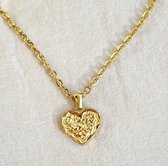 Collier maillons dorés avec pendentif coeur - collier coeur - Acier inoxydable - Plaqué or 18 carats - Le Salon de Bijouterie - Collier Femme -
