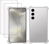 Geschikt voor Samsung Galaxy S24 Plus - Hoesje + 2x Screenprotector – Gehard Glas Cover + Shock Proof Case – Transparant