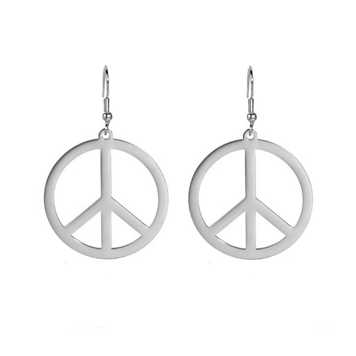 Hippie / Peace Oorbellen - Zilverkleurig | 3,5 x 3,5 cm | Retro/Carnaval | Stainless Steel | Fashion Favorite