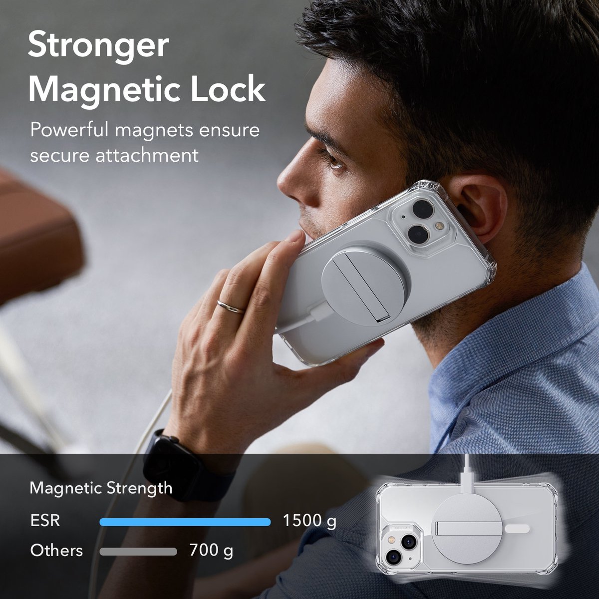 ESR Air Armor HaloLock iPhone 14 Plus Hoesje magnetische ring Transparant