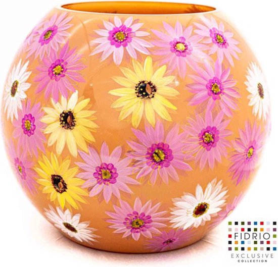 Design Vaas Harmony - Fidrio HANDPAINTED - glas, mondgeblazen bloemenvaas - diameter 40 cm