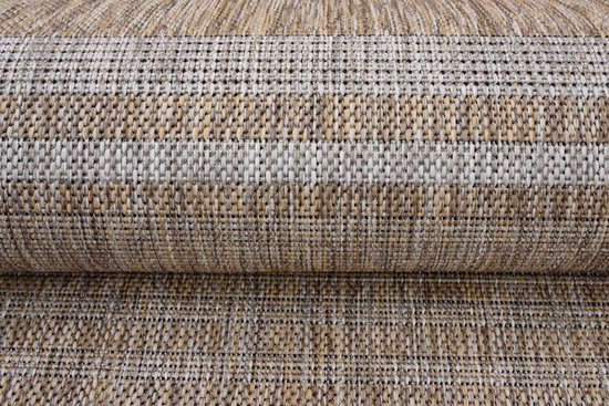 Tapiso Melissa Tapis Marron Grijs Intérieur Extérieur Cuisine Tapis à Poils Ras Taille - 120x170