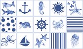 Ulticool Decoratie Sticker Tegels - Vissen Zee Aquarium Schelp - 15x15 cm - 15 stuks Plakfolie Muurstickers Tegelstickers - Plaktegels Zelfklevend - Sticktiles - Badkamer - Keuken