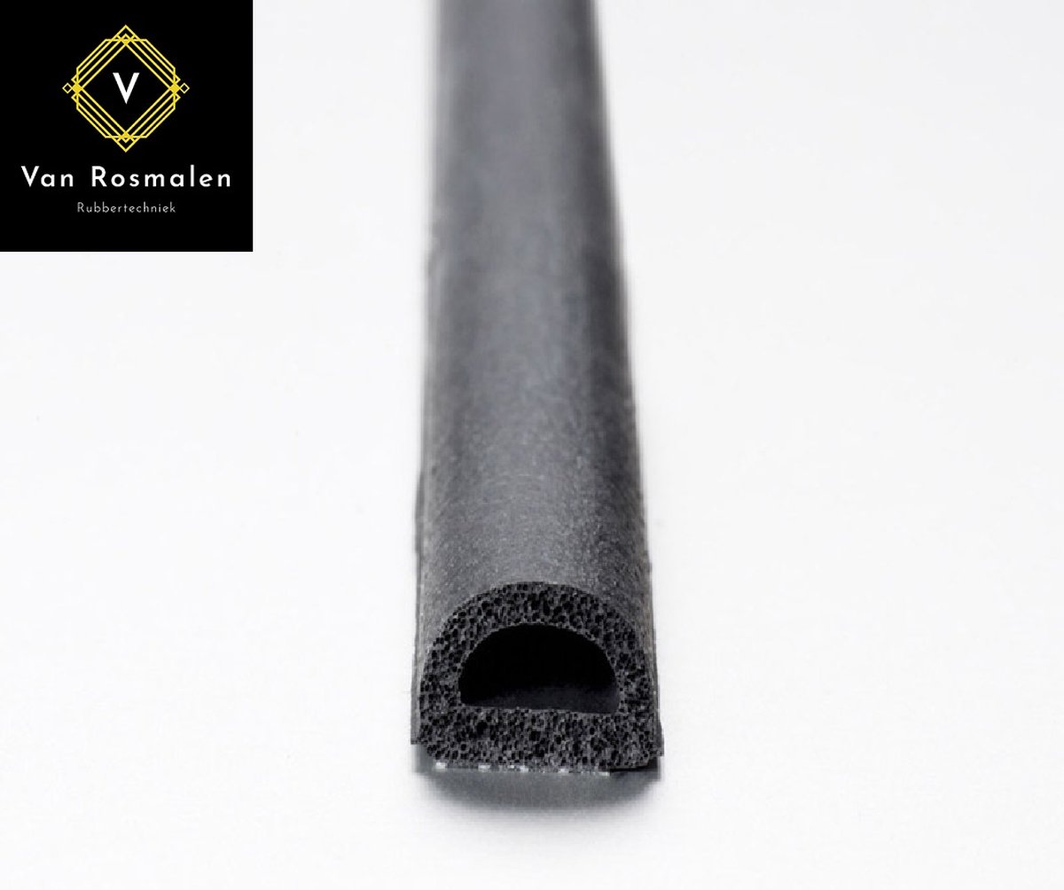 VRR Zelfklevend Sponsrubber D-profiel 14x12mm, tochtprofiel, afdichtrubber, per 10 meter