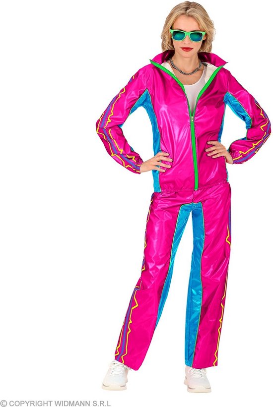 Widmann - Grappig & Fout Kostuum - Fancy Candy Dancy Retro Trainingspak Kostuum - Roze - XXL - Carnavalskleding - Verkleedkleding