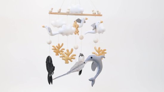 Fay&May® Babymobiel Dolfijn en Manta – Boxmobiel van Vilt – 100% Handgemaakt – Plasticvrij