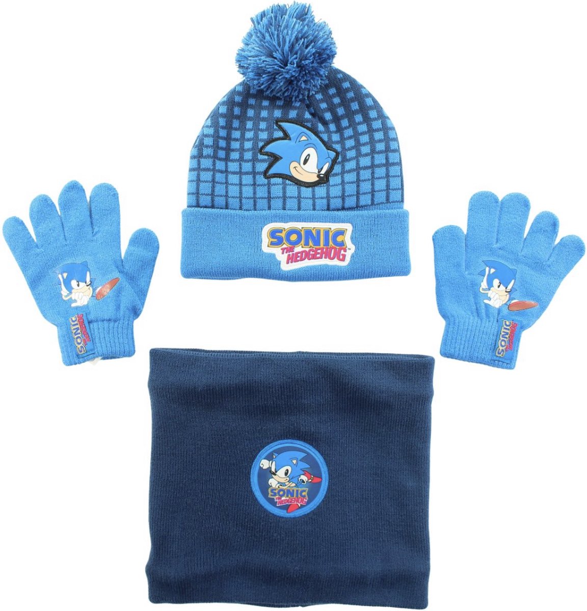 SONIC THE HEDGEHOG Set met muts en winterhandschoenen voor jongens van 4-12 jaar, warme knusse gebreide winteraccessoires, cadeaus voor jongens, 4-12 Years