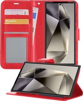 Hoesje Geschikt voor Samsung S24 Ultra Hoesje Book Case Hoes Wallet Cover - Hoes Geschikt voor Samsung Galaxy S24 Ultra Hoesje Bookcase Hoes - Rood