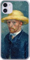 Geschikt voor iPhone 11 hoesje - Zelfportret met hoed - Vincent van Gogh - Siliconen Telefoonhoesje