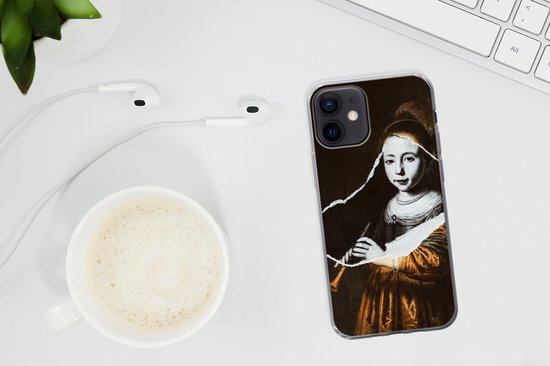 Coque iPhone 12 - Elizabeth Spiegel - Dirck Dircksz Santvoort - Zwart - Wit - Siliconen