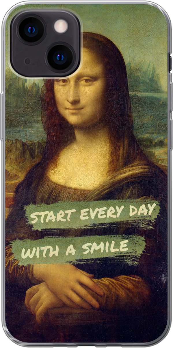 Telefoonhoesje Geschikt voor iPhone 13 hoesje - Mona Lisa - Quote - Da Vinci - Siliconen Telefoonhoesje Telefoonhoesje
