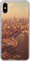 Geschikt voor iPhone Xs hoesje - New York - Skyline - Goud - Siliconen Telefoonhoesje