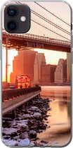 Geschikt voor iPhone 12 mini hoesje - New York - Brooklyn - Bridge - Siliconen Telefoonhoesje