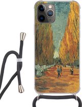 Hoesje met koord Geschikt voor iPhone 11 Pro Max - Elysische velden - Vincent van Gogh - Siliconen - Crossbody - Backcover met Koord - Telefoonhoesje met koord - Hoesje met touw