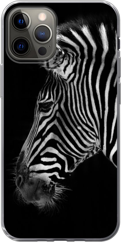 Coque iPhone 12 Pro - Zebra - Animaux sauvages - Zwart - Siliconen