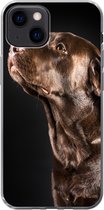 Geschikt voor iPhone 13 mini hoesje - Hond - Bruin - Portret - Siliconen Telefoonhoesje