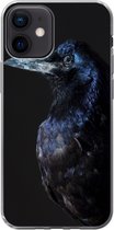 Telefoonhoesje Geschikt voor iPhone 12 hoesje - Vogel - Dieren - Zwart - Siliconen Telefoonhoesje