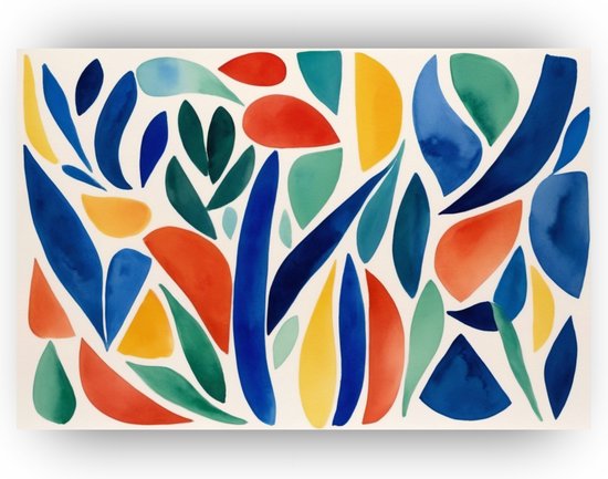 Abstract Henri Matisse stijl - Henri Matisse canvas schilderij - Schilderij op canvas abstract - Wanddecoratie landelijk - Canvas schilderij woonkamer - Muurkunst - 90 x 60 cm 18mm