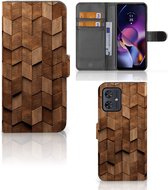 Book Style Case geschikt voor Motorola Moto G54 Wooden Cubes