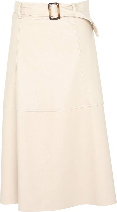 Cassis Halflange effen rok met uitsparingen en riem bol