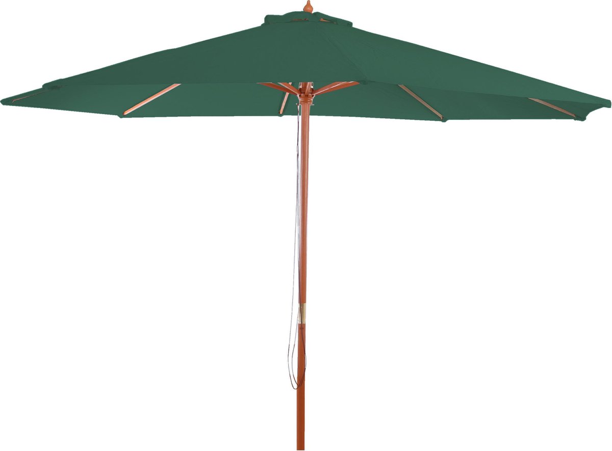Parasol Florida, tuinparasol, marktparasol, Ø 3,5 m polyester/hout 7 kg ~ groen