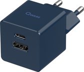 Qware - Mini Dual Charger - Iphone Oplader - Power Delivery - 20 Watt - USB-A - USB-C - Adapter - Oplader - Blauw