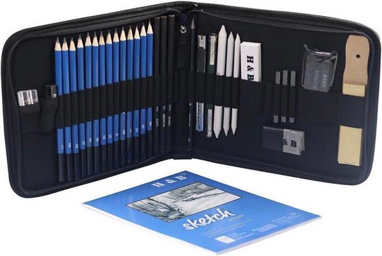 HFDONGL 12 Pièces Fusains Pour Dessin Crayon Fusain Avec 6 Estompeur Dessin Crayon Fusain Pour Peinture Croquis Design Art (4 Doux + 4 Moyens + 4 Durs