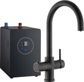 3in1 Multi -Tap Classic kokend water kraan C-uitloop- Mat Zwart met boiler
