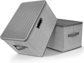 Opbergbox avec couvercle, 2 pièces, grande boîte pliante pour armoires et étagères, boîte en tissu empilable, 38 x 26 x 24,5 cm, boîte de rangement pliable, gris-beige, lot de 2