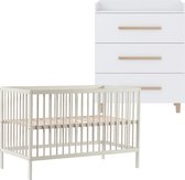 Cabino Babykamer Wit 2 Delig Baby Bed Mees + Commode Stockholm