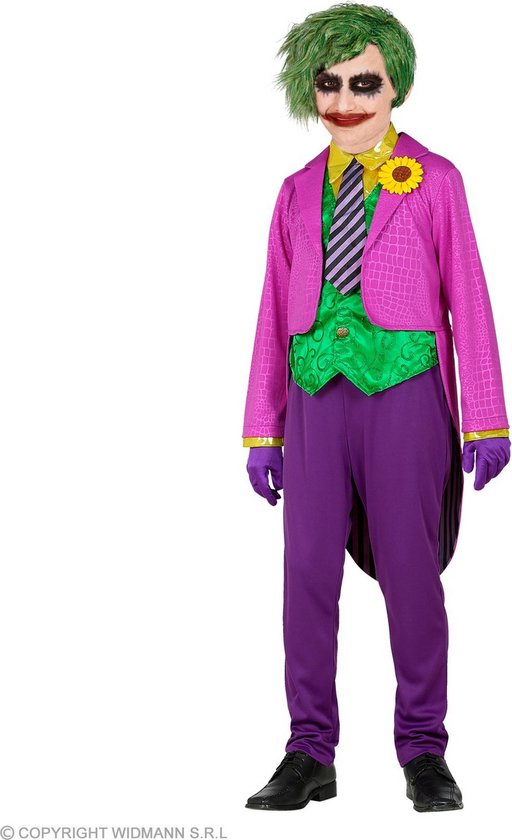 Widmann - Joker Kostuum - Ondeugende Joker Junior - Jongen - Groen, Paars - Maat 140 - Halloween - Verkleedkleding