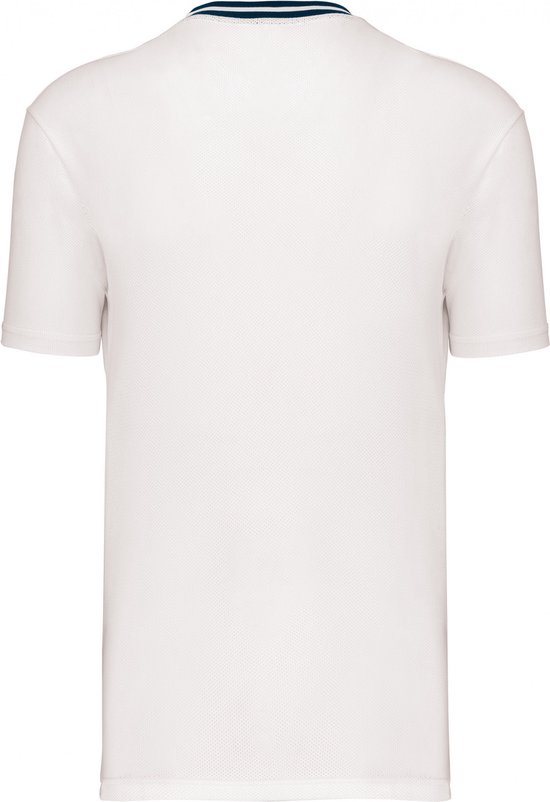 SportT-shirt Unisex L Proact V-hals Korte mouw White / Navy 100% Polyester