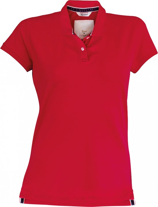Polo Dames XXL Kariban Kraag met knopen Korte mouw Vintage Red 100% Katoen