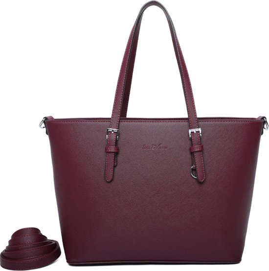 Ines Delaure *Tote Bag Bucket Handbag* - Sac à main Femme - Shopper - A4 Work École - Aubergine / Merlot / Plum / Violet / Bordeaux - Cadeau & Idée Cadeau - HandbagsUniverse