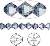 Swarovski Elements, Xilion Bicone (5328), 10 mm, bleu jean. Par 12 pièces