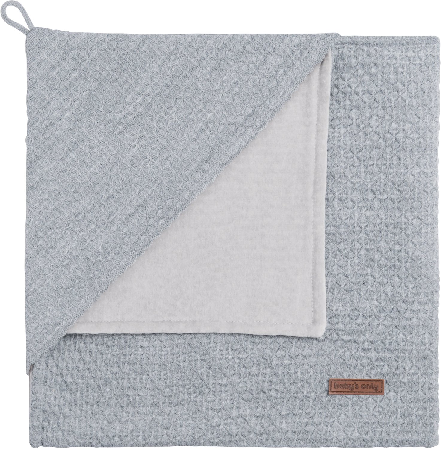 Baby's Only Gebreide wikkeldeken - Omslagdoek baby Cloud - Chenille voering - Grijs - 75x75 cm - Geschikt voor drie- en vijfpuntsgordel