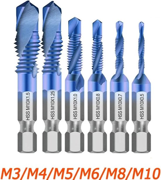 Draadtap BOOR SET M3 M4 M5 M6 M8 M10 GATEN BOREN EN TAPPEN IN Draadtap BOOR SET M3 M4 M5 M6 M8 M10 GATEN BOREN EN TAPPEN IN