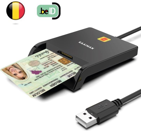 Kaaiman® eID Kaartlezer – eID Kaartlezer België – Lecteur de carte eID – eID Kaartlezer – EID Kaartlezer identiteitskaart – Identiteitskaartlezer – ID Reader – Windows/Mac/Linux - Plug&Play - Universeel