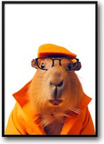 Hamster bril fotolijst met glas 40 x 50 cm - Prachtige kwaliteit - hamster - bril - grappig - Harde lijst - Glazen plaat - inclusief ophangsysteem - Grappige Poster - Foto op hoge kwaliteit uitgeprint