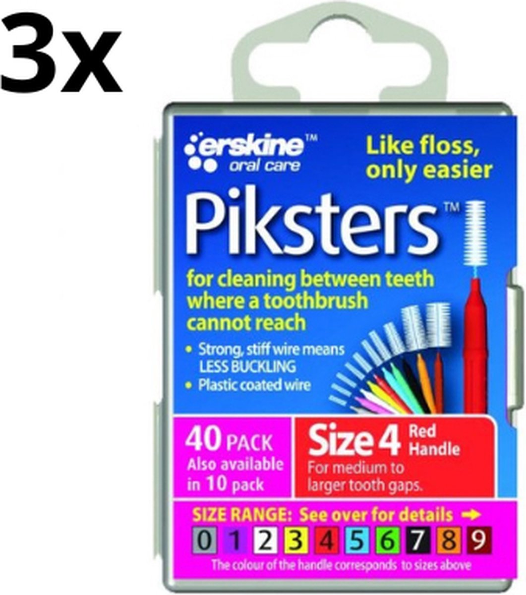 Goedkoopste Piksters 4 Rood 0.65mm - 3 x 40 stuks - Voordeelverpakking