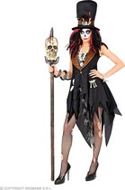 Widmann - Heks & Spider Lady & Voodoo & Duistere Religie Kostuum - Leidster Van Zwarte Voodoo Priesteres - Vrouw - Bruin, Zwart - XL - Halloween - Verkleedkleding