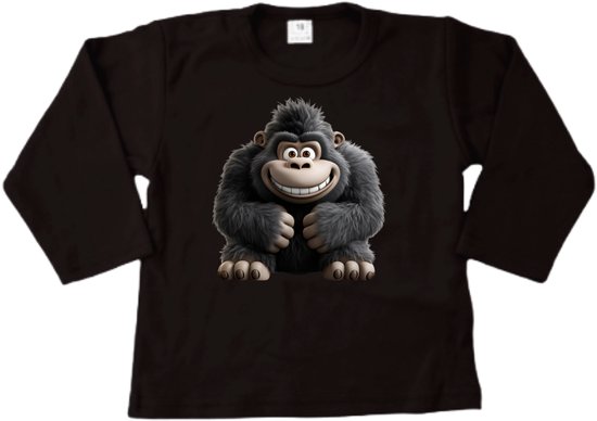 Shirt kind Gorilla - Kinder shirt met lange mouwen - Vrolijke print dieren - Maat 56