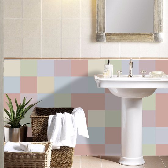 Ulticool Décoration carrelages Autocollant - Aquarelle Douce Pastel - Stickers muraux - 15x15 cm - 15 pièces Autocollants Carrelage Adhésif - Carrelage Autocollant - Sticktiles - Salle de Bain - Cuisine