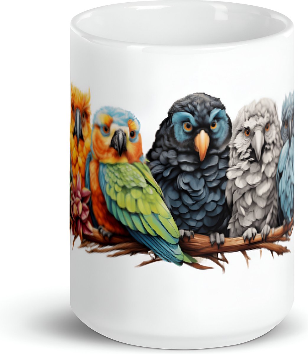 Tropical Birds - Koffie & Thee Mok 443 ml| koffiemok cadeau| | Theemok cadeau| Mok cadeau| Koffie Beker| Thee Beker| Koffie Kop| Thee Kop| Tropische Vogels Mok| Vogel Mok| Dieren Mok 2