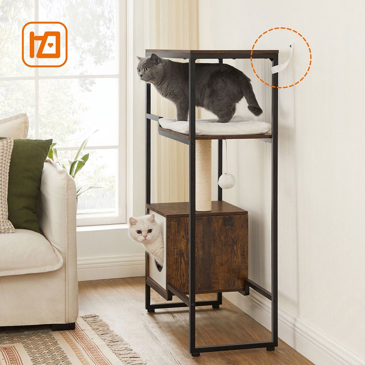 Kattenboom – Met opbergruimte – Vintage bruin