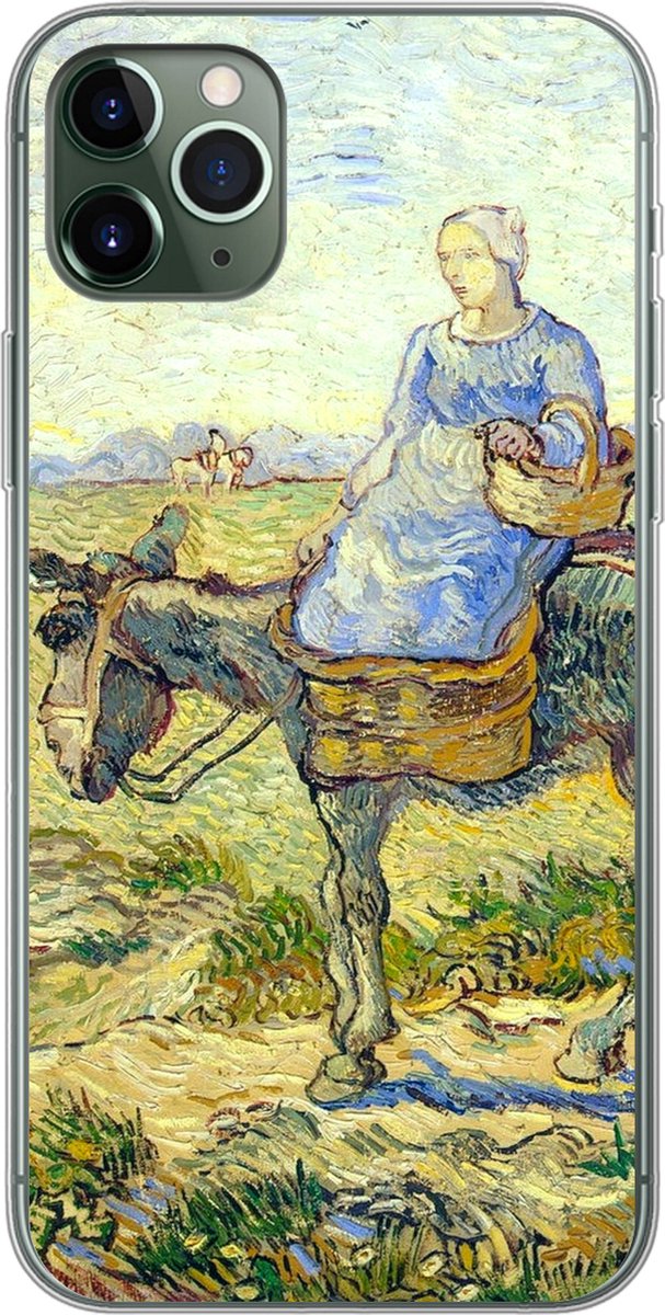 Telefoonhoesje Geschikt voor iPhone 11 Pro Max hoesje - Boerenkoppel gaat naar het werk - Vincent van Gogh - Siliconen Telefoonhoesje Telefoonhoesje