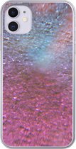 Geschikt voor iPhone 11 hoesje - Roze - Glitter - Abstract - Design - Blauw - Siliconen Telefoonhoesje