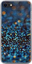 Geschikt voor iPhone SE 2020 hoesje - Glitter - Blauw - Abstract - Design - Siliconen Telefoonhoesje