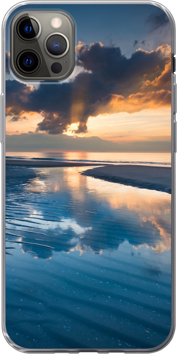 Telefoonhoesje Geschikt voor iPhone 13 Pro Max hoesje - Zonsondergang bij de Nederlandse kust - Siliconen Telefoonhoesje Telefoonhoesje
